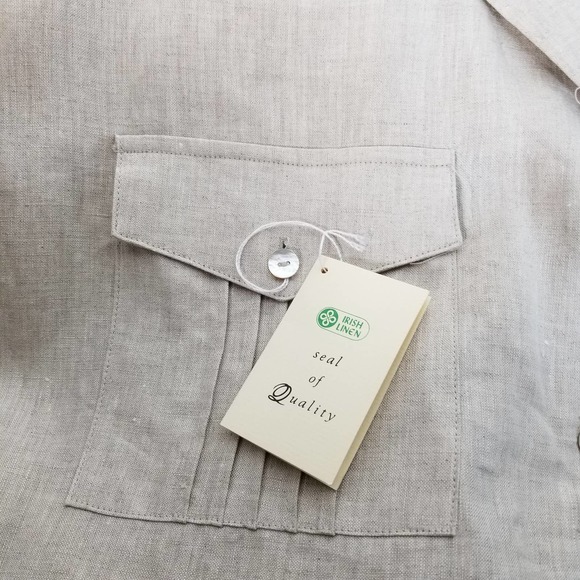 Edward Woman Irish Linen Button Down Short Sleeve Shirt Beige 3X - Picture 4 of 7